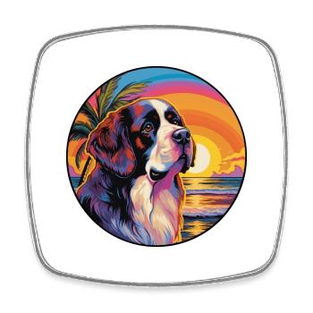 Saint Bernard chien race coloré dessin animé Watercolo - Magnet carré - blanc - Devant