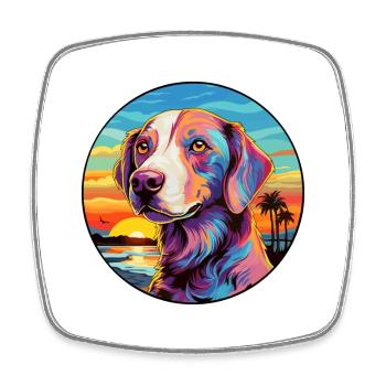 Sud russe Ovcharka chien race dessin animé coloré - Magnet carré - blanc - Devant