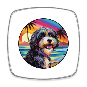 Schapendoes Chien Race Coloré Dessin Animé Aquarelle - Magnet carré - blanc - Devant