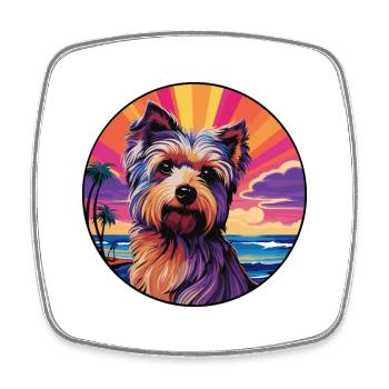 Silky Terrier Dog Breed Colorful Cartoon Watercolo - Square fridge magnet - white - Front