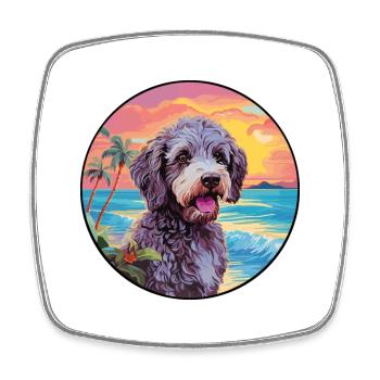 Spanischer Wasserhund Rasse Bunte Karikatur Watercolo - Viereckiger Kühlschrankmagnet - Weiß - Vorne