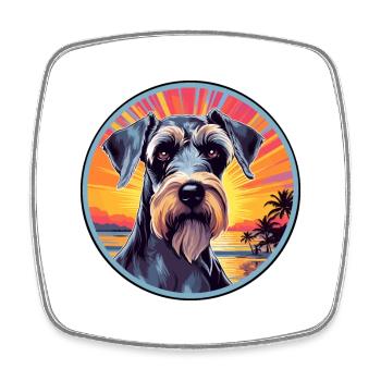 Standard Schnauzer Hunderasse Bunte Karikatur Wate - Viereckiger Kühlschrankmagnet - Weiß - Vorne