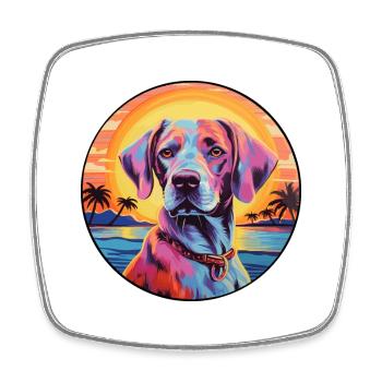 Stephens Cur chien race coloré dessin animé aquarelle - Magnet carré - blanc - Devant