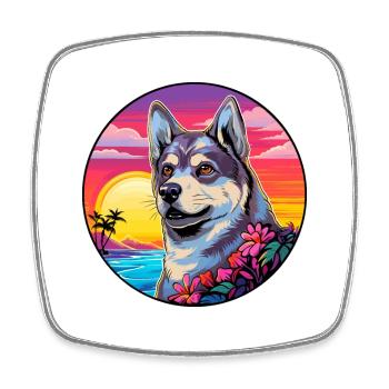 Chien d’élan suédois race de chien coloré de dessin animé Waterc - Magnet carré - blanc - Devant
