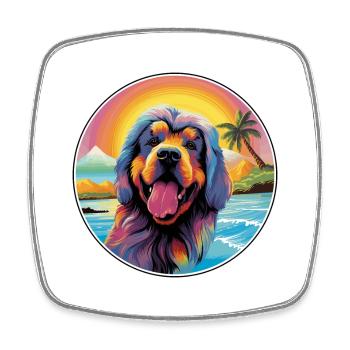 Tibetan Mastiff Hunderasse Bunte Karikatur Waterco - Viereckiger Kühlschrankmagnet - Weiß - Vorne