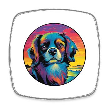 Épagneul tibétain race de chien coloré dessin animé Waterco - Magnet carré - blanc - Devant