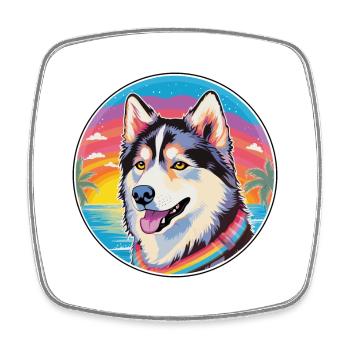 Seppala Siberian Sleddog Dog Breed Colorful Cartoo - Square fridge magnet - white - Front