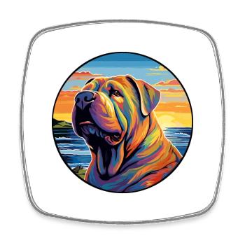 Shar Pei Hunderasse Bunte Karikatur Aquarell - Viereckiger Kühlschrankmagnet - Weiß - Vorne