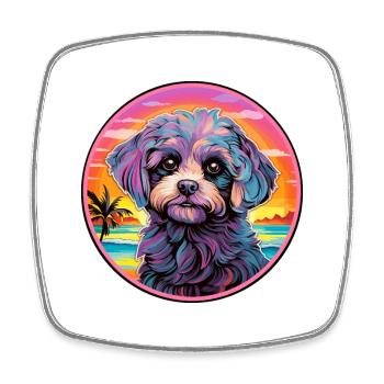 Shih Poo Hunderasse Buntes Karikatur-Aquarell - Viereckiger Kühlschrankmagnet - Weiß - Vorne