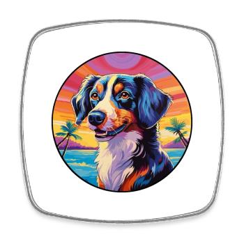 Taigan Dog Breed Colorful Cartoon Watercolor - Square fridge magnet - white - Front