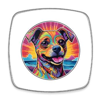 Teddy Roosevelt Terrier Race De Chien Coloré Dessin Animé - Magnet carré - blanc - Devant