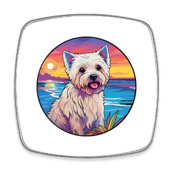 West Highland Terrier Dog Breed Colorful Cartoon W - Square fridge magnet - white - Front