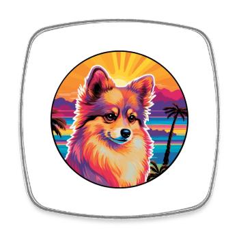Jouet Spitz Allemand Chien Race Coloré Cartoon Waterc - Magnet carré - blanc - Devant