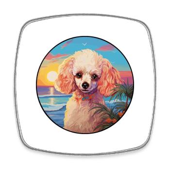 Toy Poodle Dog Breed Colorful Cartoon Watercolor - Square fridge magnet - white - Front