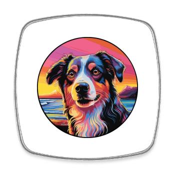 Chien de berger gallois race de chien coloré dessin animé Watercol - Magnet carré - blanc - Devant
