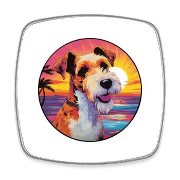 Fil Fox Terrier Chien Race Coloré Cartoon Waterc - Magnet carré - blanc - Devant
