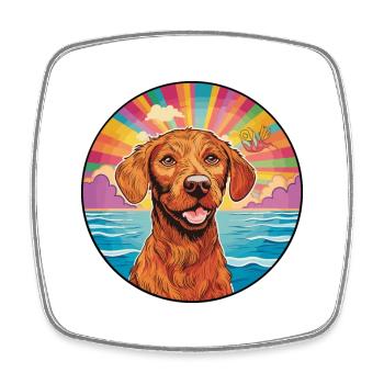 Vizsla à poil dur race de chien coloré dessin animé eau - Magnet carré - blanc - Devant