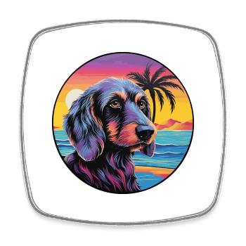 Wirehaired Dachshund Dog Breed Colorful Cartoon Wa - Square fridge magnet - white - Front