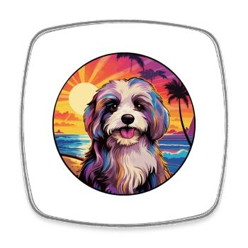 Tibet Terrier Hunderasse Bunte Karikatur Waterco - Viereckiger Kühlschrankmagnet - Weiß - Vorne