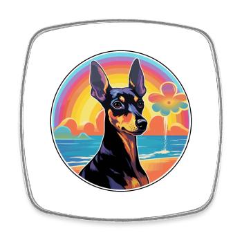 Toy Manchester Terrier Dog Breed Colorful Cartoon - Square fridge magnet - white - Front