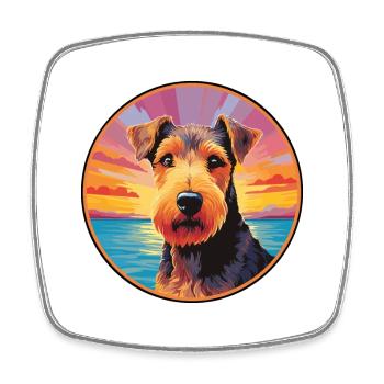 Welsh Terrier Dog Breed Colorful Cartoon Watercolo - Square fridge magnet - white - Front