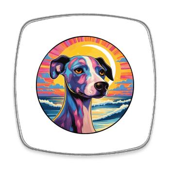 Whippet Hund Rasse bunte Karikatur Aquarell - Viereckiger Kühlschrankmagnet - Weiß - Vorne