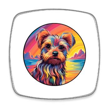 Yorkshire Terrier Dog Breed Colorful Cartoon Water - Square fridge magnet - white - Front