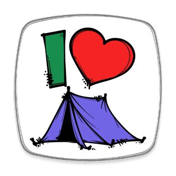 Camper Statement Camping Heart Campsite Tents - Square fridge magnet - white - Front