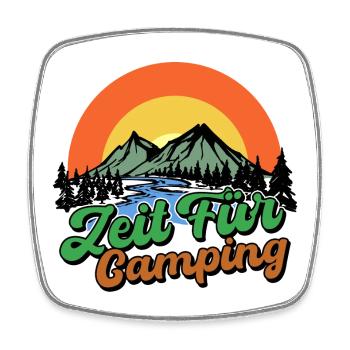 Campsite Camping Statement Mountains Camper - Square fridge magnet - white - Front