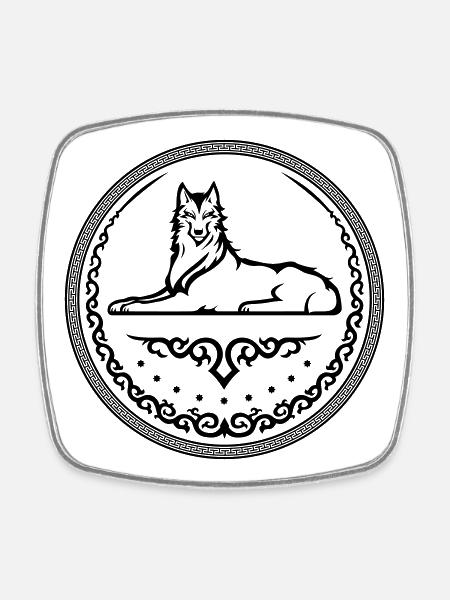 Loup du Caucase - Magnet carré - blanc