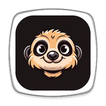 Comic Erdmännchen Kopf - Viereckiger Kühlschrankmagnet - Weiß - Vorne
