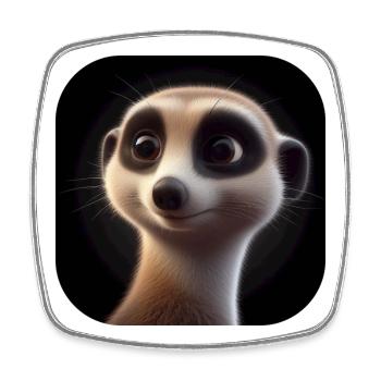 Meerkat head with big eyes animation - Square fridge magnet - white - Front
