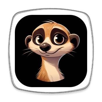 Suricate tête bande dessinée Portrait - Magnet carré - blanc - Devant