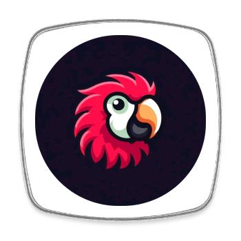Cute parrot in comic style in red - Square fridge magnet - white - Front