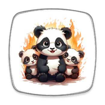 Baby panda squad - Square fridge magnet - white - Front