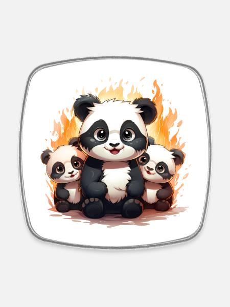 Baby panda squad - Square fridge magnet - white