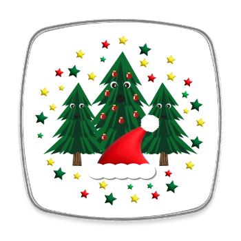 Weihnachtsmarkt Tannen mit Weihnachtsmütze. - Viereckiger Kühlschrankmagnet - Weiß - Vorne
