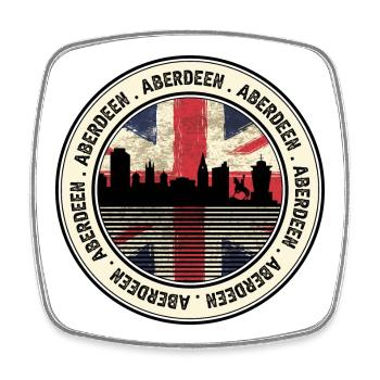 Union Jack Skyline Aberdeen Emblem - Viereckiger Kühlschrankmagnet - Weiß - Vorne