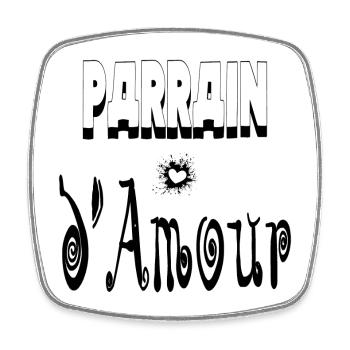 Parrain Amour Cœur - Magnet carré - blanc - Devant