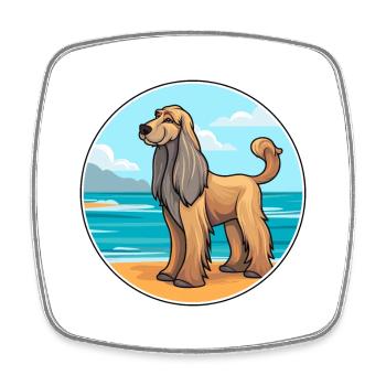 Lévrier afghan chien race Cartoon Kawaii Clipart chien - Magnet carré - blanc - Devant