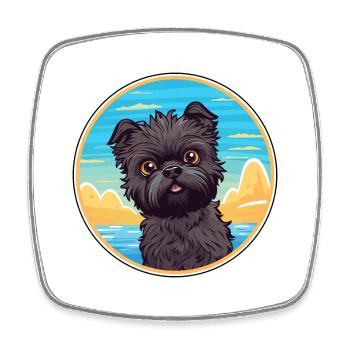 Affenpinscher Dog Breed Cartoon Kawaii Clipart Dog - Square fridge magnet - white - Front