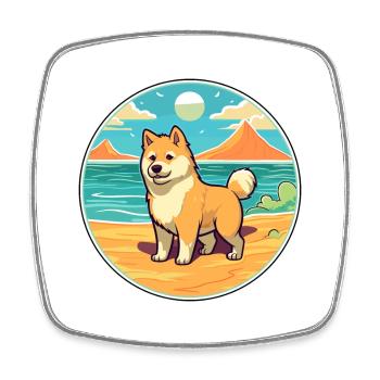Akita Inu Hund Rasse Cartoon Kawaii Clipart Hund Haustier - Viereckiger Kühlschrankmagnet - Weiß - Vorne