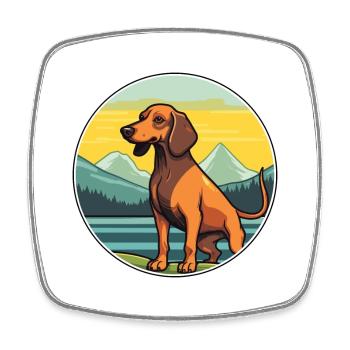 Alpen Dachsbracke Hunderasse Cartoon Kawaii Hund - Viereckiger Kühlschrankmagnet - Weiß - Vorne