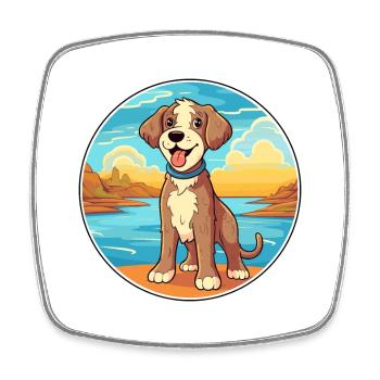 Argentino Hund Rasse Cartoon Kawaii Clipart Hund Haustier - Viereckiger Kühlschrankmagnet - Weiß - Vorne
