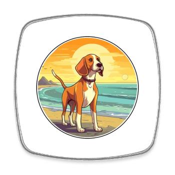 American Foxhound Hund Rasse Cartoon Kawaii Clipart - Viereckiger Kühlschrankmagnet - Weiß - Vorne