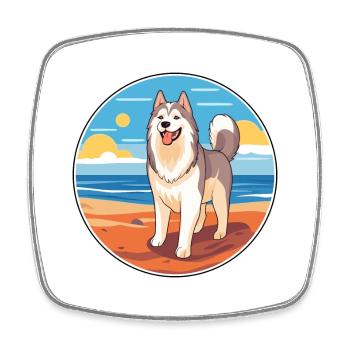 Alaskan Malamute Hund Rasse Cartoon Kawaii Clipart - Viereckiger Kühlschrankmagnet - Weiß - Vorne