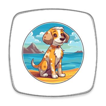 Akbash Hund Rasse Cartoon Kawaii Clipart Aquarell - Viereckiger Kühlschrankmagnet - Weiß - Vorne
