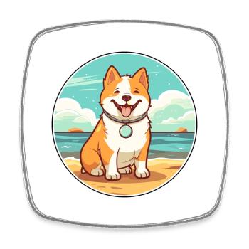 Amerikanisch Akita Hund Rasse Cartoon Kawaii Clipart - Viereckiger Kühlschrankmagnet - Weiß - Vorne