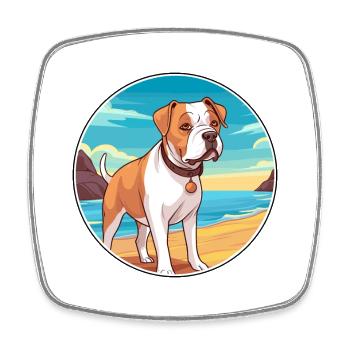 Amerikanische Bulldogge Hund Rasse Cartoon Kawaii Clipart - Viereckiger Kühlschrankmagnet - Weiß - Vorne