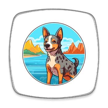 Bouvier australien race Cartoon Kawaii Clipart - Magnet carré - blanc - Devant